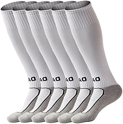 LITAO for Little Boys/Girls Outfits Compression Long Sport Soccer Socks Pack (Kids/Youth Gifts) (White X 3)