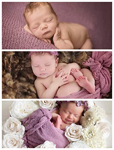 Aniwon 2Pcs Baby Photo Props Long Ripple Wraps DIY Blanket Newborn Wraps Photography Mat for Baby Boys and Girls (Purple & Deep Purple) - Thumbnail 2
