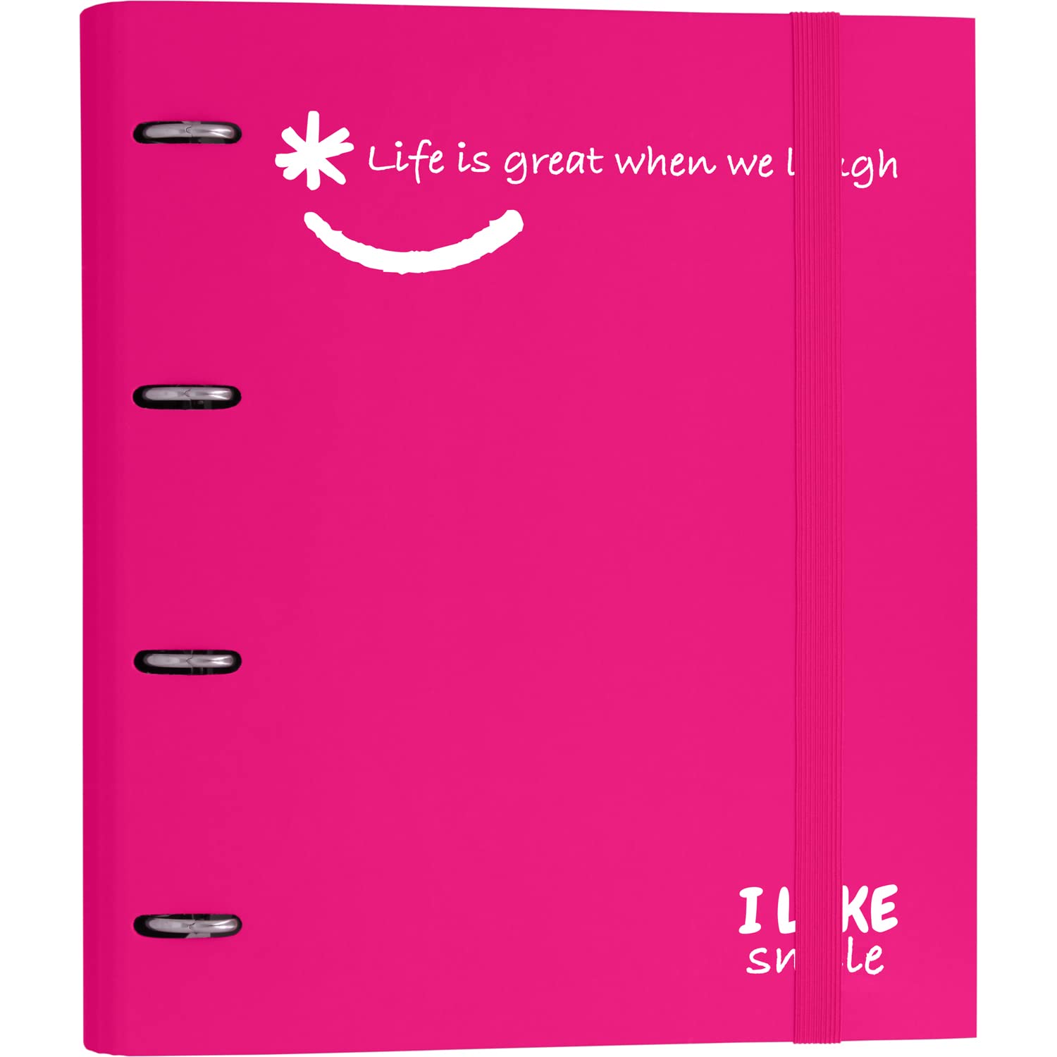 Grafoplás 88101354 – 4 Die-Ring Folder with Replacement, A4, Fuchsia, FSC Paper Lined Cardboard, Includes Dividers, Carpebook Like Smile