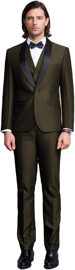 Botong Men's Shawl Lapel 3 Pieces Wedding Suits Groom Tuxedos