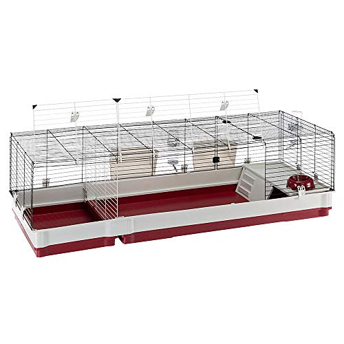 Ferplast Krolik XXL Rabbit Cage w/Wire Extension | Rabbit Cage Includes All Accessories & Measures 63.8L x 23.62W x 19.68H Inches | 1-Year Warranty