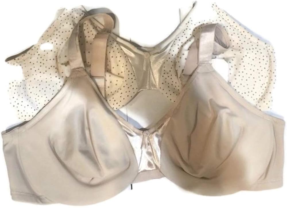 Olga Women's Support Satin Bra Two Pack (Ivory and Butterscotch Dots, 38C) at Amazon Women’s