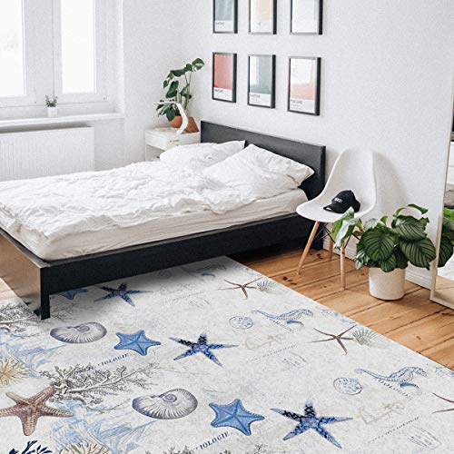 2x3ft-Large-Area-Rugs-for-Living-Room-Nautical-Tropical-Ocean-Collection-Area-Runner-Rugs-Non-Slip-Bedroom-Carpets-Hallways-Rug-Outdoor-Indoor-Nursery-Rugs-Decor-Anchor-Starfish-Shell-Seahorse 2x3ft Large Area Rugs for Living Room, Nautical Tropical Ocean Collection Area Runner Rugs Non Slip Bedroom Carpets Hallways Rug, Outdoor Indoor Nursery Rugs Décor, Anchor Starfish Shell Seahorse