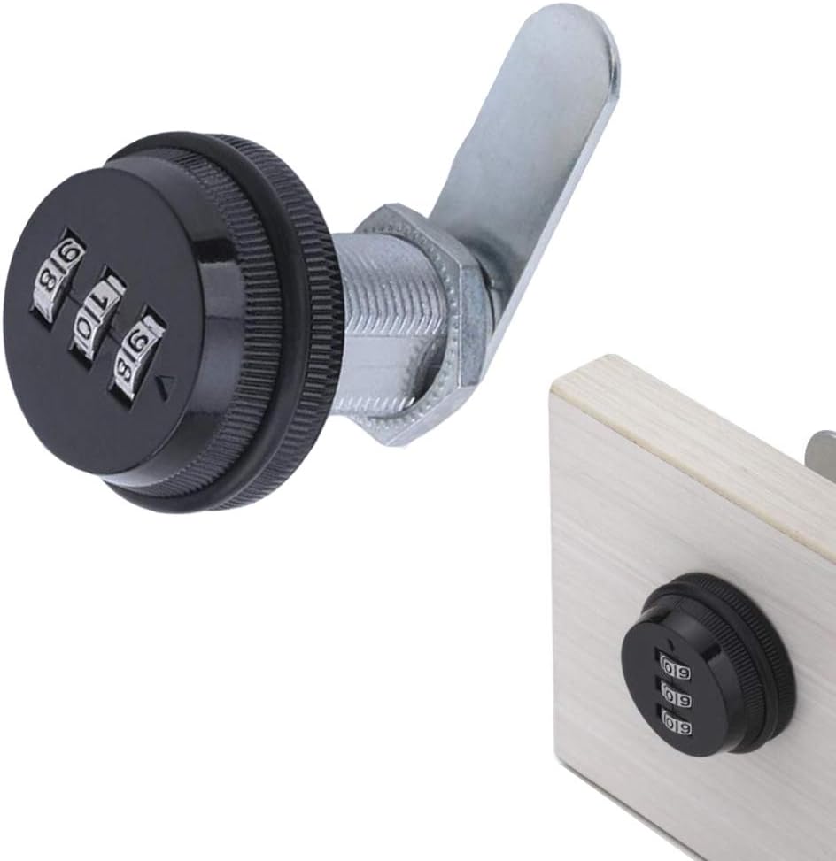 Combination Cam Lock Password Coded Lock Security Locks (3 Pack) for Safety of Box Cabinet Drawer 3-Digit 90 Degree Rotary Zinc Alloy (30mm): Office Products