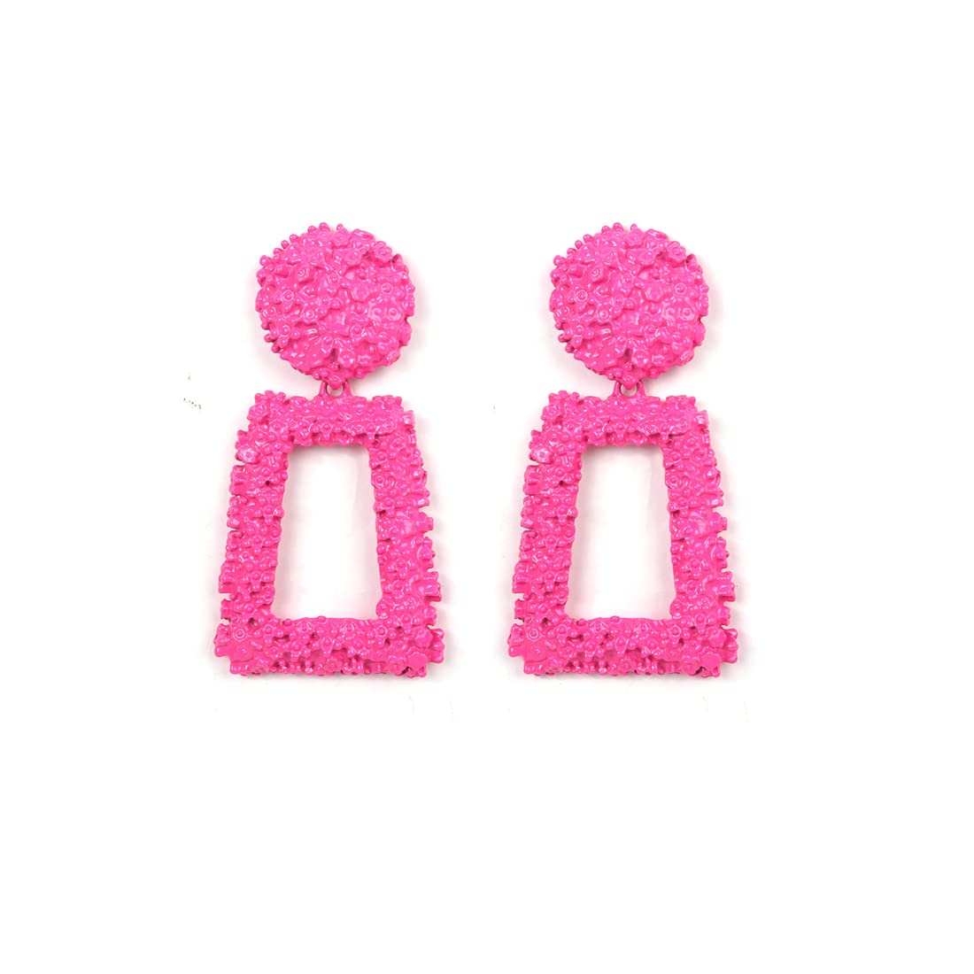 GAUEIOUR Pink Earrings,Characteristic Geometric Square Alloy Earrings, Handmade Boho Square Drop Earring, Retro Fashion Drop Earring Are Suitable Gifts for Women. (Pink)