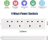 EXTRASTAR 4 Way Extension Lead 13A UK Plug 5M White Power Strip view 2