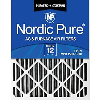 Nordic Pure 12x20x1 MERV 12 Pleated Plus Carbon AC Furnace Air Filters, 6 Pack, 6 piece (Renewed)