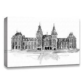 Canvas Wall Art Freehand Sketching of Scenery Pictures Home Wall Decorations for Bedroom Living Room Paintings Canvas Prints Framed - 12x18 inches
