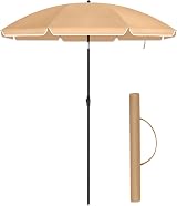 SONGMICS Parasol 160 cm UPF 50+ Beach Umbrella Taupe GPU60BR