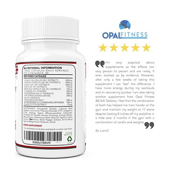 Testosterone-And-Libido-Booster-For-Men-By-Opal-Fitness-Anabolic-Male-Enhancing-Capsules-With-Maca-Root-Gingko-Biloba-Korean-Ginseng-Reduce-Stress-Cortisol-Produced-In-The-UK-120-Capsules Testosterone And Libido Booster For Men By Opal Fitness - Anabolic Male Enhancing Vegan Capsules With Maca Root, Ginkgo…