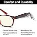 Gamma RAY 801 Classic Computer Gaming Reading Amber Tinted Glasses with Magnification and Anti Blue Light Anti Glare UV400 for All Digital Screens +0.00 Magnification