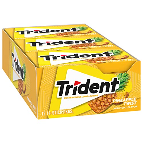 Trident Pineapple Twist Sugar Free Gum, 12 Packs of 14 Pieces (168 Total Pieces)