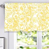 DriftAway Julia Watercolor Blooming Flower/Floral Lined Thermal Insulated Energy Saving Window Curtain Valance for Living Room/Bedroom/Kitchen, 2 Layer, Rod Pocket, 52