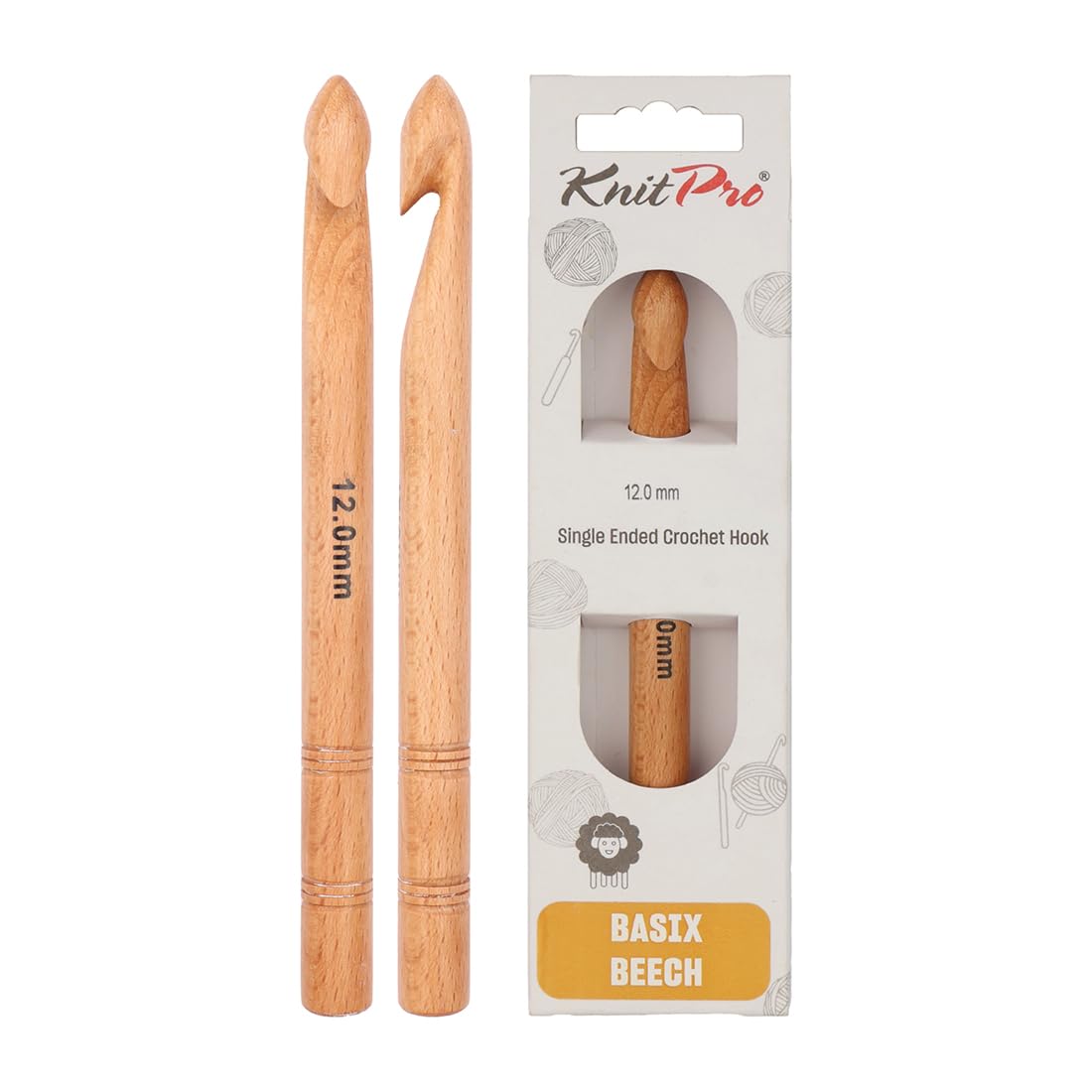 KnitPro Basix Beech Single Ended Crochet Hook | 12.00mm