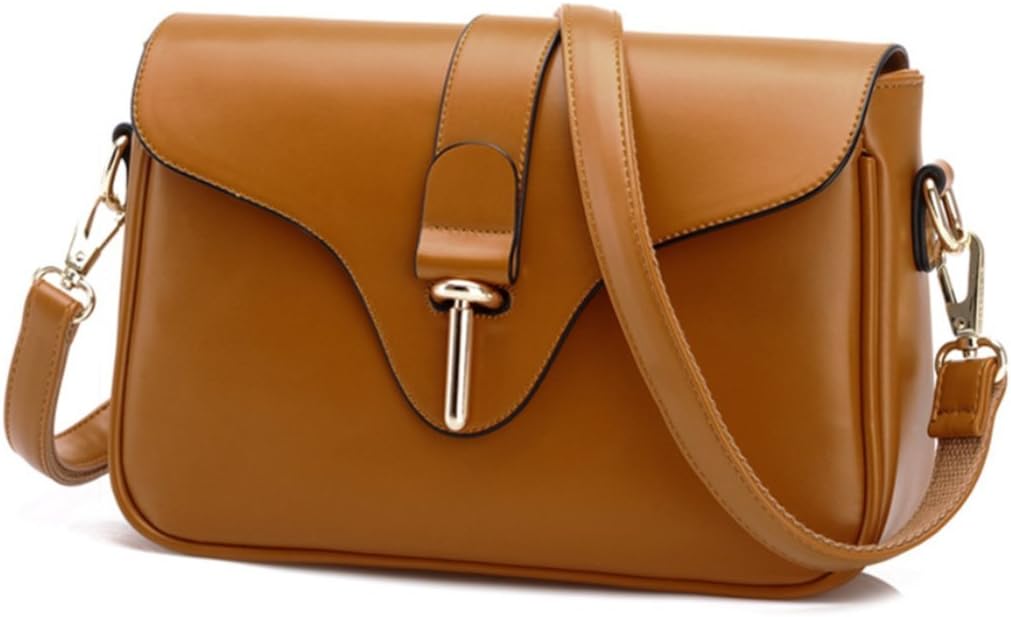 Katoony Girls PU Leather Geometric Metal Chain Shoulder Handbag Casual Crossbody Messenger Bag Purse