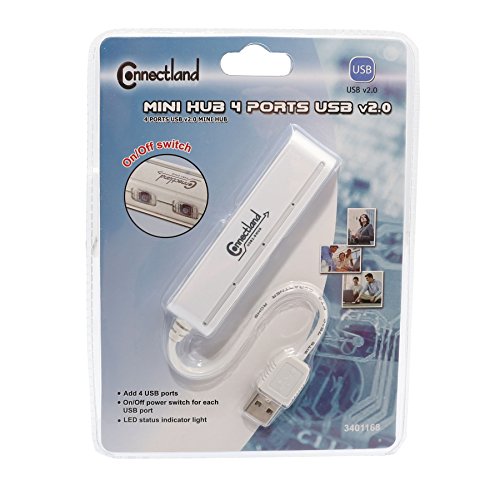 Connectland CL-U2MNHUB-4W 4 Ports USB V2.0 Mini Hub (White)