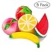 HIGO TOY 5pcs Jumbo Squishies Slow Rising Strawberry Watermelon Banana Peach Lemon Fruit Squishies Kawaii Scented Charms Hand Wrist Toys
