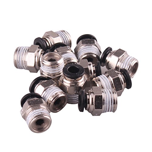 1/4" PT Male Thread 6mm Push In Joint Pneumatic Connector Quick Fittings 12 Pcs Ted Lele (6mm 1/4)