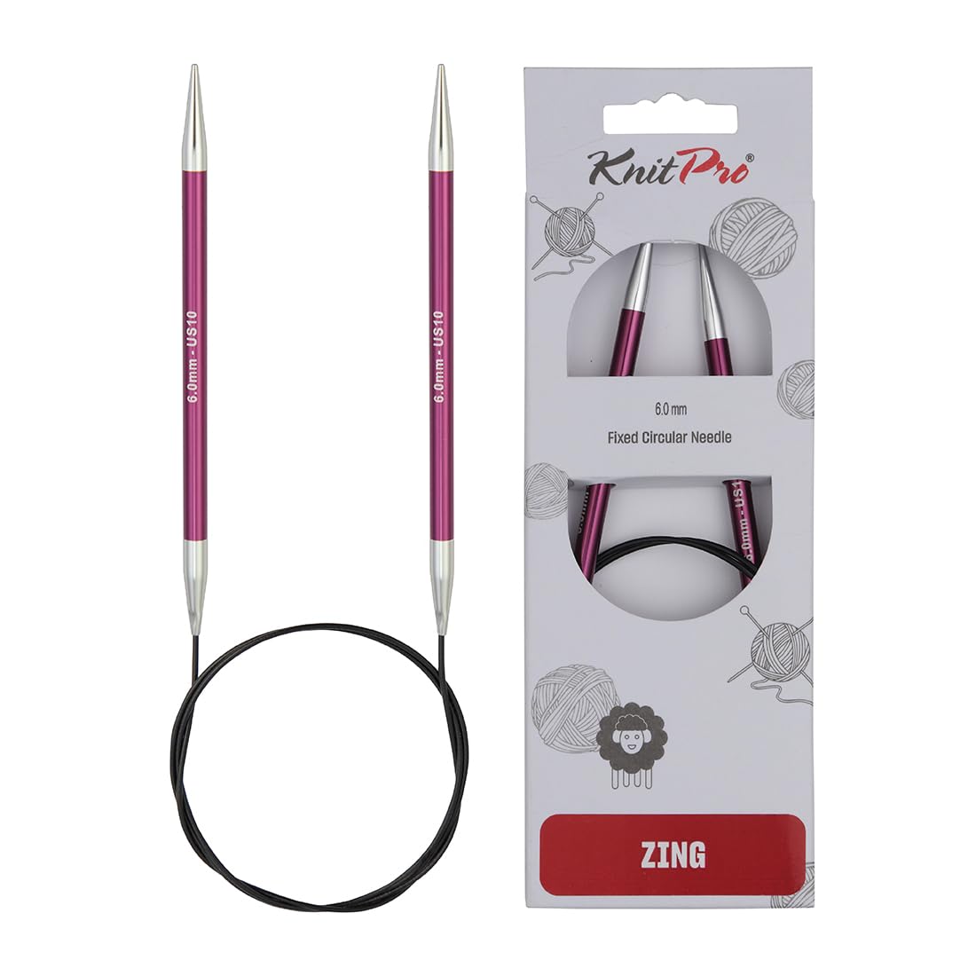 KnitPro Zing Fixed Circular Needles 40" (100cm) | Size 6.00mm