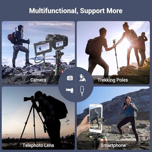 SmallRig Trípode Monopie para Cámara, 71" Trípode de Aluminio, Cabeza Esférica 360° Desmontable, Carga 33 LB, Altura Ajustable 16"-71", Carga Máxima 15kg, para Cámara y Celular - 3935