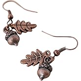 Enchanted Leaves - Copper Acorn Earrings - Cute Tiny Fall Acorn Charm Earrings