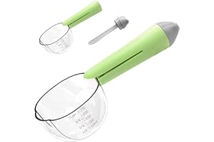 KMOMO Pet Dog-Cat Wet-Food Scoop Spoon - 1 Cup (250ml) Pet Food Scoop, Dry Food Scoop and Wet Food Spoon and Bag Clasp Clip Three Functions in One, Food Grade Material, Dishwasher Safe