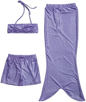 Wentas Girl's Princess Swimmable Bikini Set Swimwear 3pcs Mermaid Tail Swimsuit For Swiming
