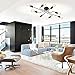VINLUZ 8-Lights Sputnik Chandelier Black Semi Flush Mount Ceiling Light Industrial Vintage Metal Art Pendant Lighting for Living Room Dining Room Kitchen Hallway Cafe Bar