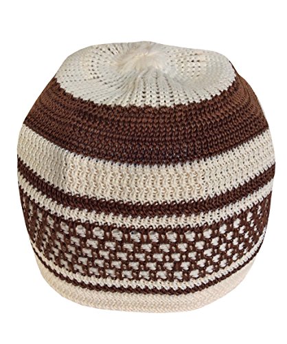 NDA Eid Special Koofi Kufi Mens One-Size Turkish Pakistani Stretchable Prayer Topi (Beige Brown)