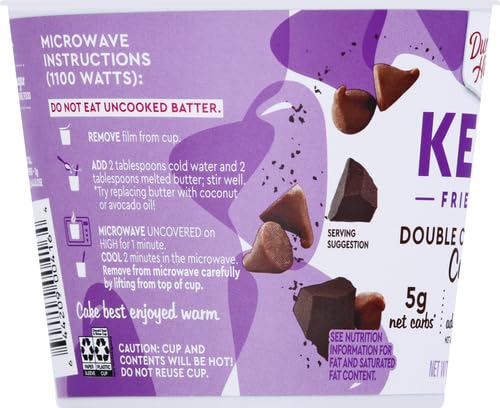 DUNCAN HINES KETO FRIENDLY DOUBLE CHOCOLATE CAKE MIX CUP, ZERO ADDED SUGAR, GLUTEN FREE, 2.1 OZ.