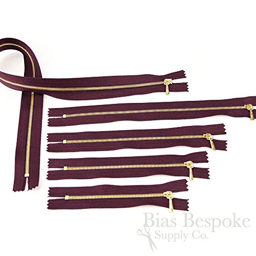 Tiny Teeth (#1) Gold & Burgundy Wine Closed End Zipper, 5