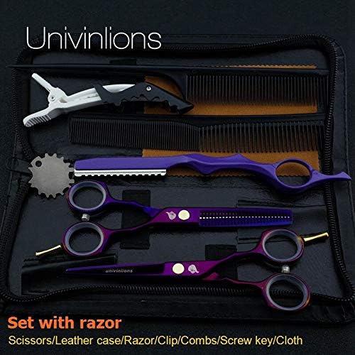 5.5" Univinlions Hair Cutting Shears Cheap Hair Cutting Scissors Diy Haircuts Hair Sissors Razor Hairdressing Scissors for Sale (set with razor)