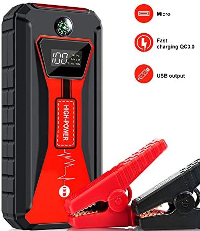 XBXB Portable car emergency start power supply, 600A 18000mAh, 12V emergency battery backup unit, integrated intelligent protection, bridge power supply, LCD display