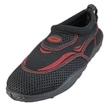 Easy Usa Wave Kids Water Shoes, Black/Red, 2 M US Big Kid