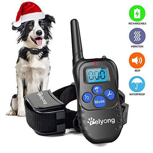 Felyong Dog Training Collar with Remote, Rechargeable Waterproof Dog Shock Collar with Beep Vibration Safety Shock Harmless Training Collars for Small Medium Large Dogs, 1000 Ft Range (Black)