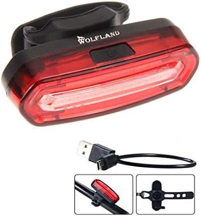 Wolfland Bike tail light USB Rechargeable Ultra-bright 6 Modes In One Rear LED Safety Strobe Flashing Fits on Road Bikes, Helmets, Bags(Red and Blue
