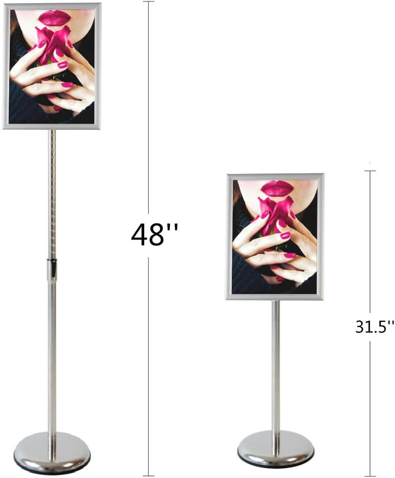 Pedestal Display Sign Stand Sign Holder Floor Stand w/Telescoping Post & Easy Open Poster Frame for 8.5x11 inches Paper Size, Both Vertical and Horizontal View (8.5x11 inch) : Office Products
