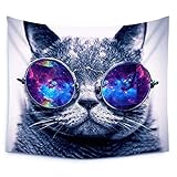 Luckey1 Popular Handicraft Tapestry Handmade Cool Cat Print Tapestries Wall Art Wall Hanging Tapestry 80in x 60in (Sunglasses Cat)
