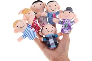DREAMXUE 6 Piece Mini Grandparents, Finger Puppet Set, Cloth Velvet Puppets, 6 People Family Members Finger Puppets Toys Set, Story Time, Party Favors for Boys Girls Birthday Gifts Christmas Stocking Stuffers