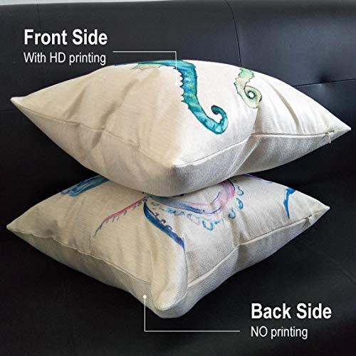 Outdoor Decorative Throw Pillow Cover 18x18 inch, Patio Sea World Turtle Pillow Cushion Cases for Couch, Sofa, Bed…