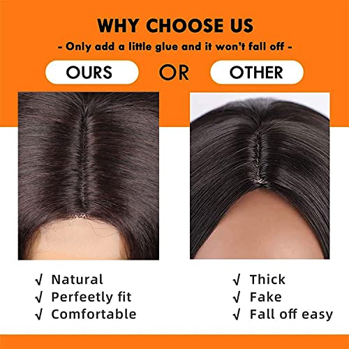 Long Brown Wavy Wig for Women Middle Parting Synthetic Wavy Hair Wigs Long Brown Wig Heat Resistant Hair for Cosplay Daily Party Use (26 Inch, Brown)