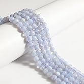 60pcs 6mm Natural Blue Lace Agate Beads Gemstone Beads Round Loose Beads for Jewelry and Bracelets Making