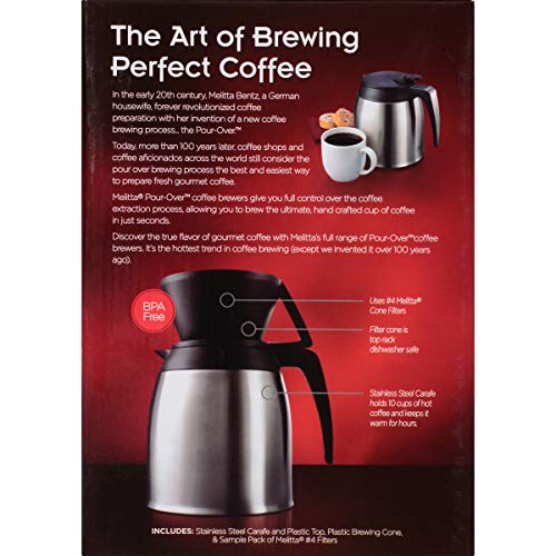 Melitta PourOver Coffee Brewer & Stainless Steel Carafe Set with