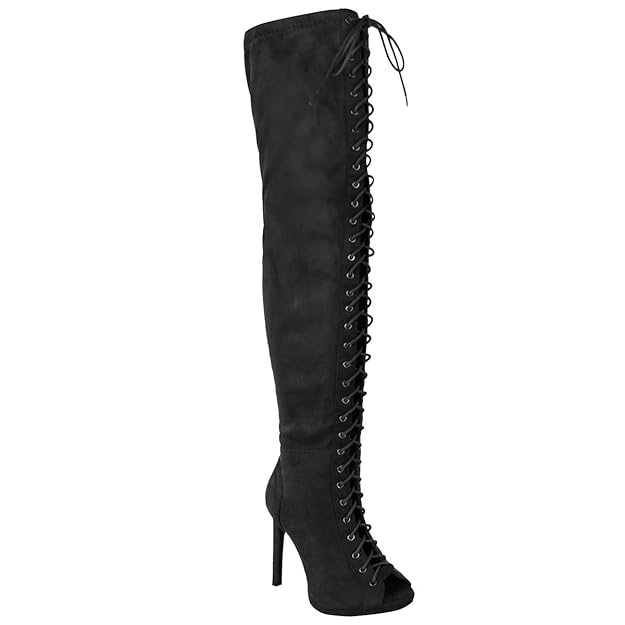 DAMEN HOCH SCHENKELHOCH OVERKNEE PLATEAU SCHNÜRSIEFEL STILETTO GRÖßE