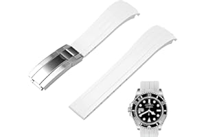 Juntan 20mm 22mm Curved End Rubber Watch Band, Tapered Silicone Curved Replacement Watch Strap for Men Women with Classic Diving Buckle