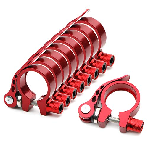 Rowiz Red Aluminum Alloy Bike Bicycle Quick Release Seatpost Clamp 31.8mm for OD 27.2/28.6mm Bike Seatpost, Pack of 9