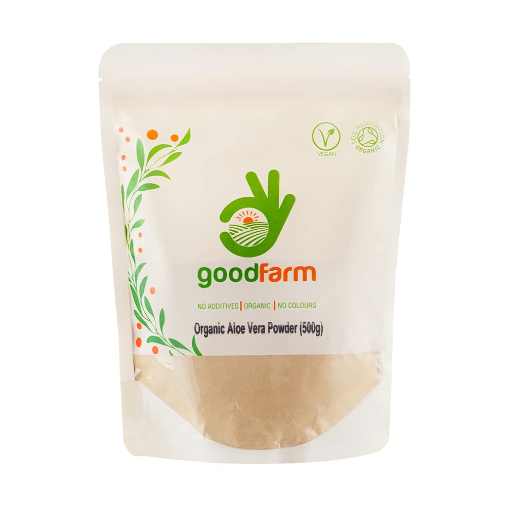 GoodFarm Organic Aloe Vera Powder 500g - Premium Quality, Certified Organic | Excellent for skin care | Vegan | Ayurveda