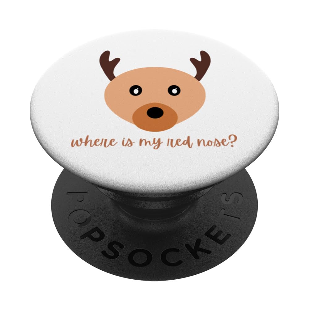 "Where is my Red Nose ?" Christmas Reindeer PopSockets Swappable PopGrip