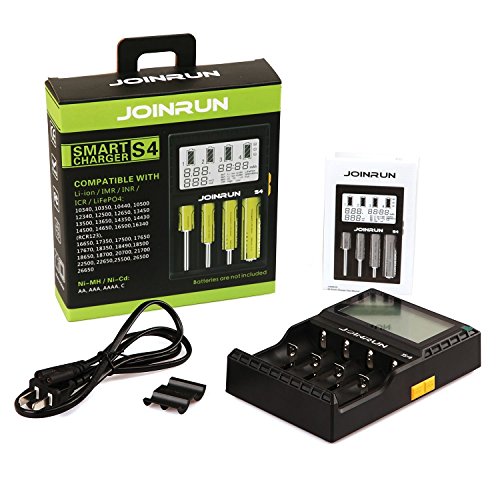 LCD Display Speedy Universal Battery Charger, WAAO Joinrun S4 Smart Charger for Rechargeable Batteries Ni-MH Ni-Cd A AA AAA C, Li-ion 18650 26650 26500 22650 18490 17670 17500 RCR123