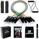 UPOWEX Resistance Bands Set – Include 5 Stackable Exercise Bands with Carry Bag, Door Anchor Attachment, Legs Ankle Straps & Bonus eBook – 100% Life Time Guarantee
